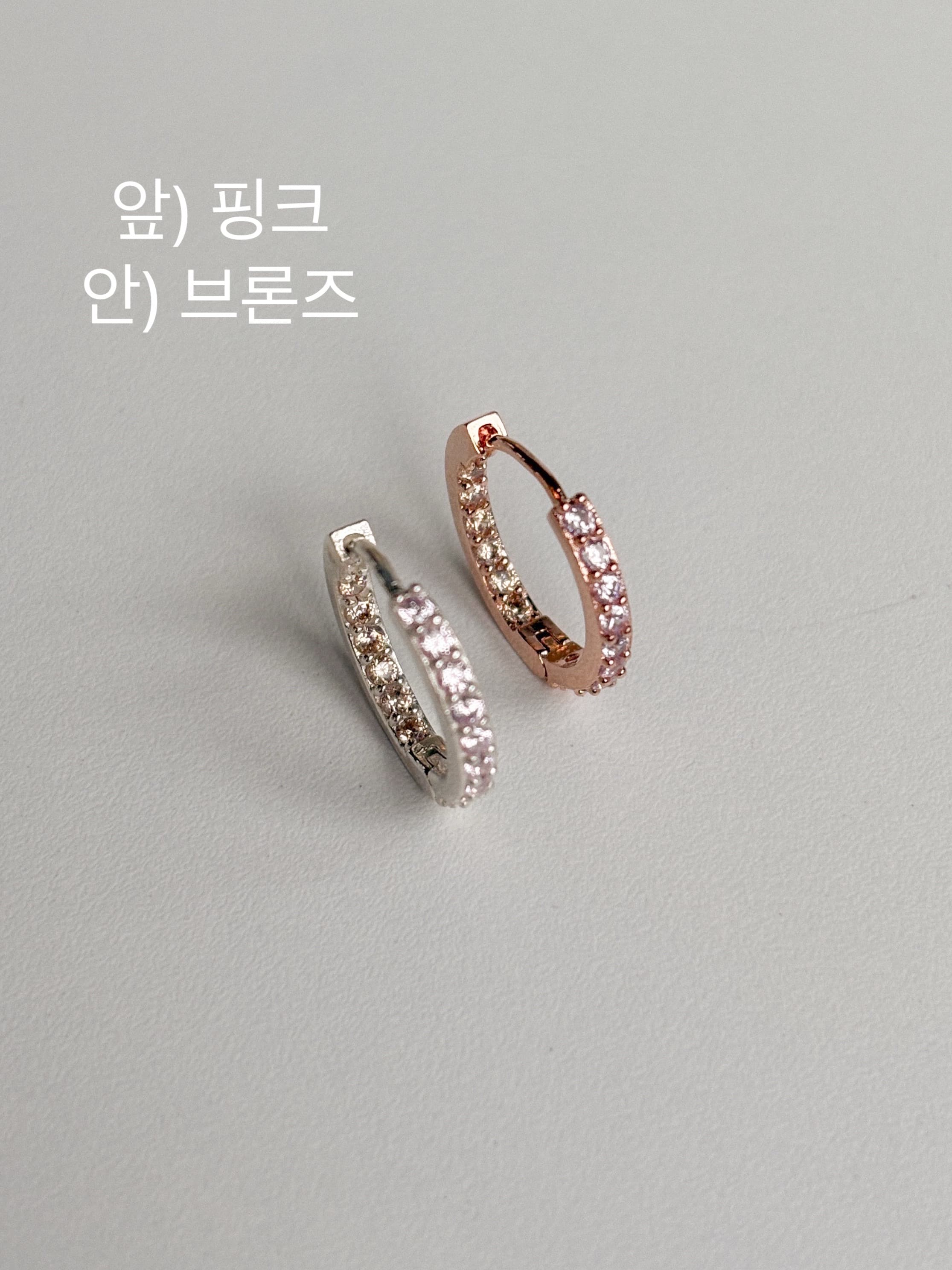 Silver 925 Round Color Double-Sided Cubic One-Touch Ring Earrings Silver Hanger - 이미지 8