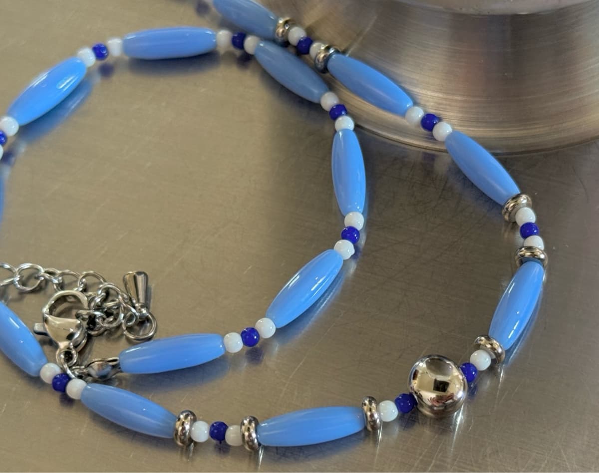 Pebble necklace Bead necklace Surgical steel Surgical steel - 이미지 11