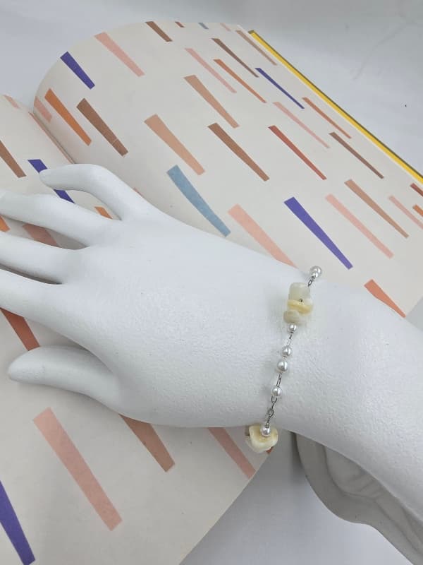 (Unisex) Stainless Steel Mother-of-Pearl Chain Necklace & Bracelet - 이미지 7