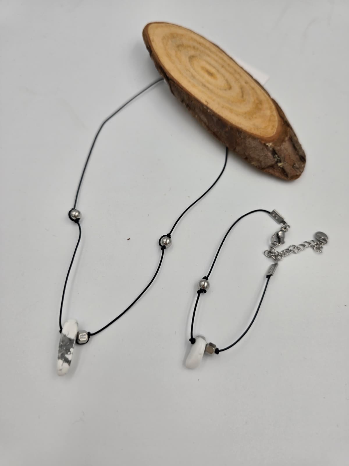 (Unisex) Stainless Steel Gemstone Strap Necklace & Bracelet - 이미지 5