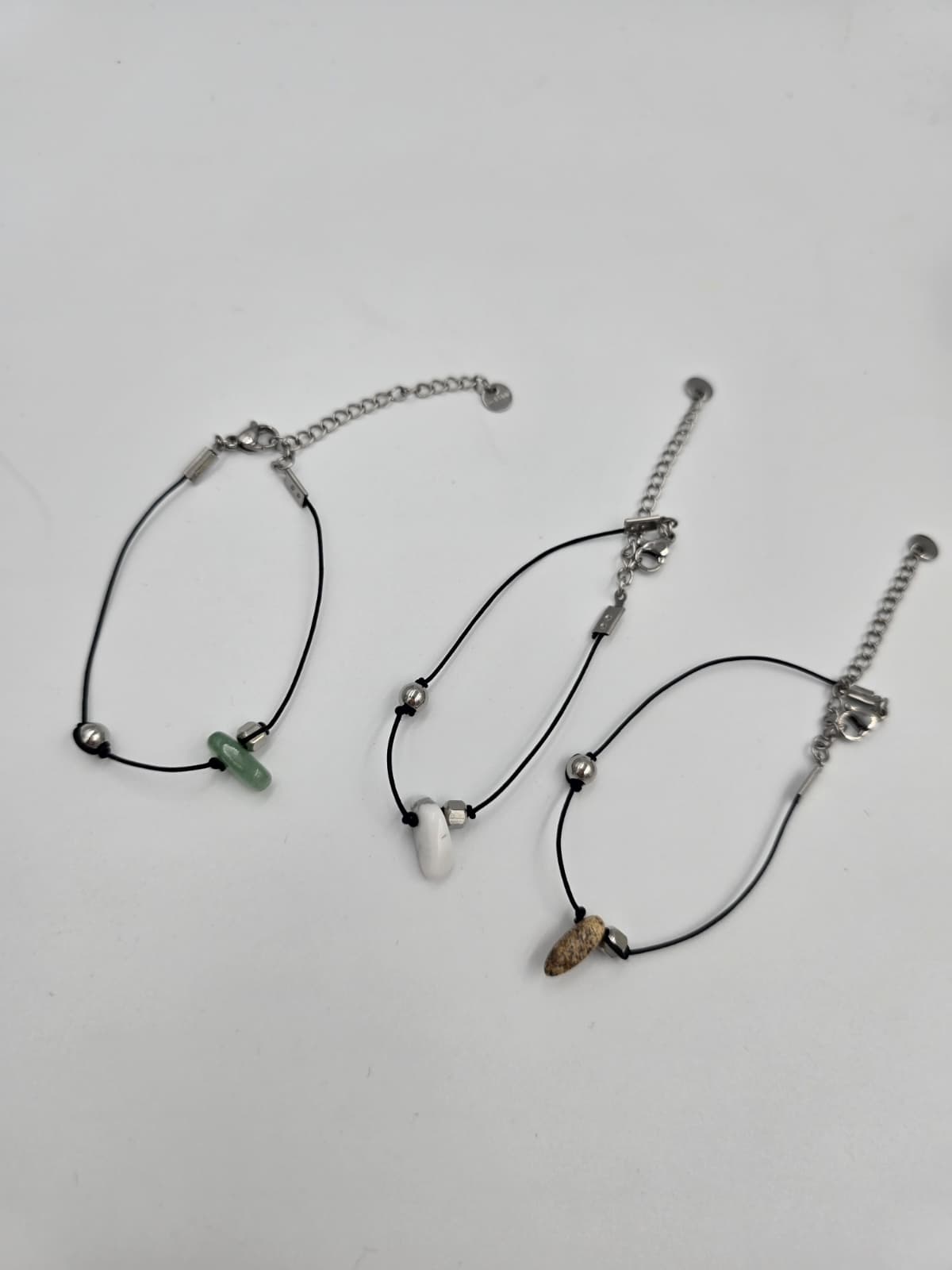 (Unisex) Stainless Steel Gemstone Strap Necklace & Bracelet - 이미지 10