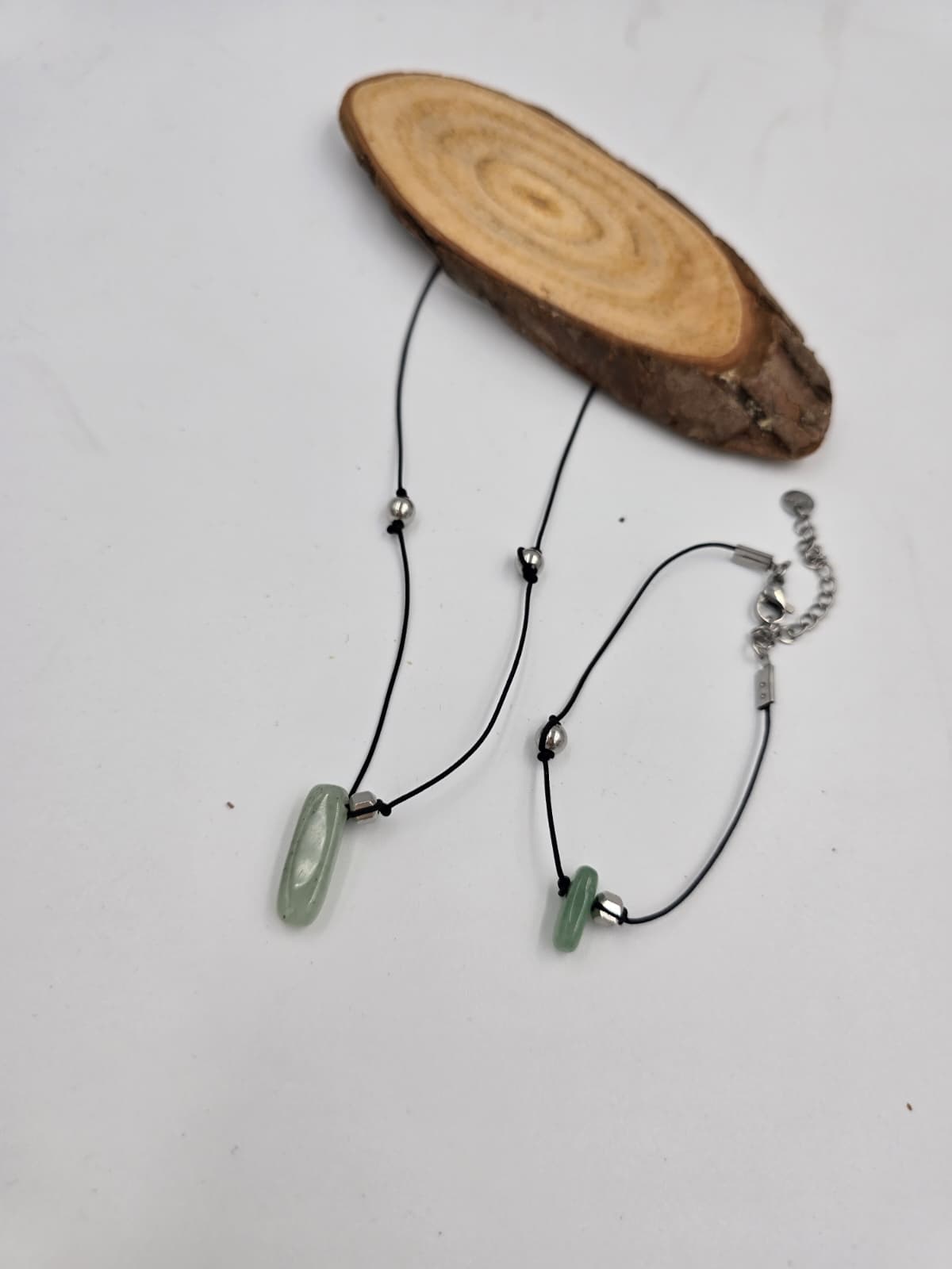 (Unisex) Stainless Steel Gemstone Strap Necklace & Bracelet - 이미지 4