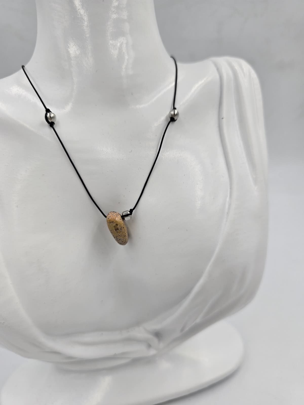 (Unisex) Stainless Steel Gemstone Strap Necklace & Bracelet - 이미지 9