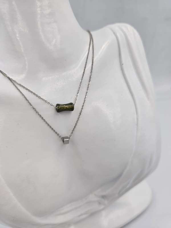 Stainless steel pipe glass necklace - 이미지 2