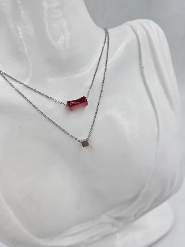 Stainless steel pipe glass necklace - 이미지 4