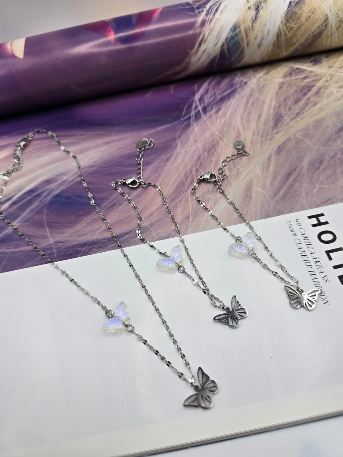 Stainless steel butterfly bracelet, anklet, necklace - 이미지 2