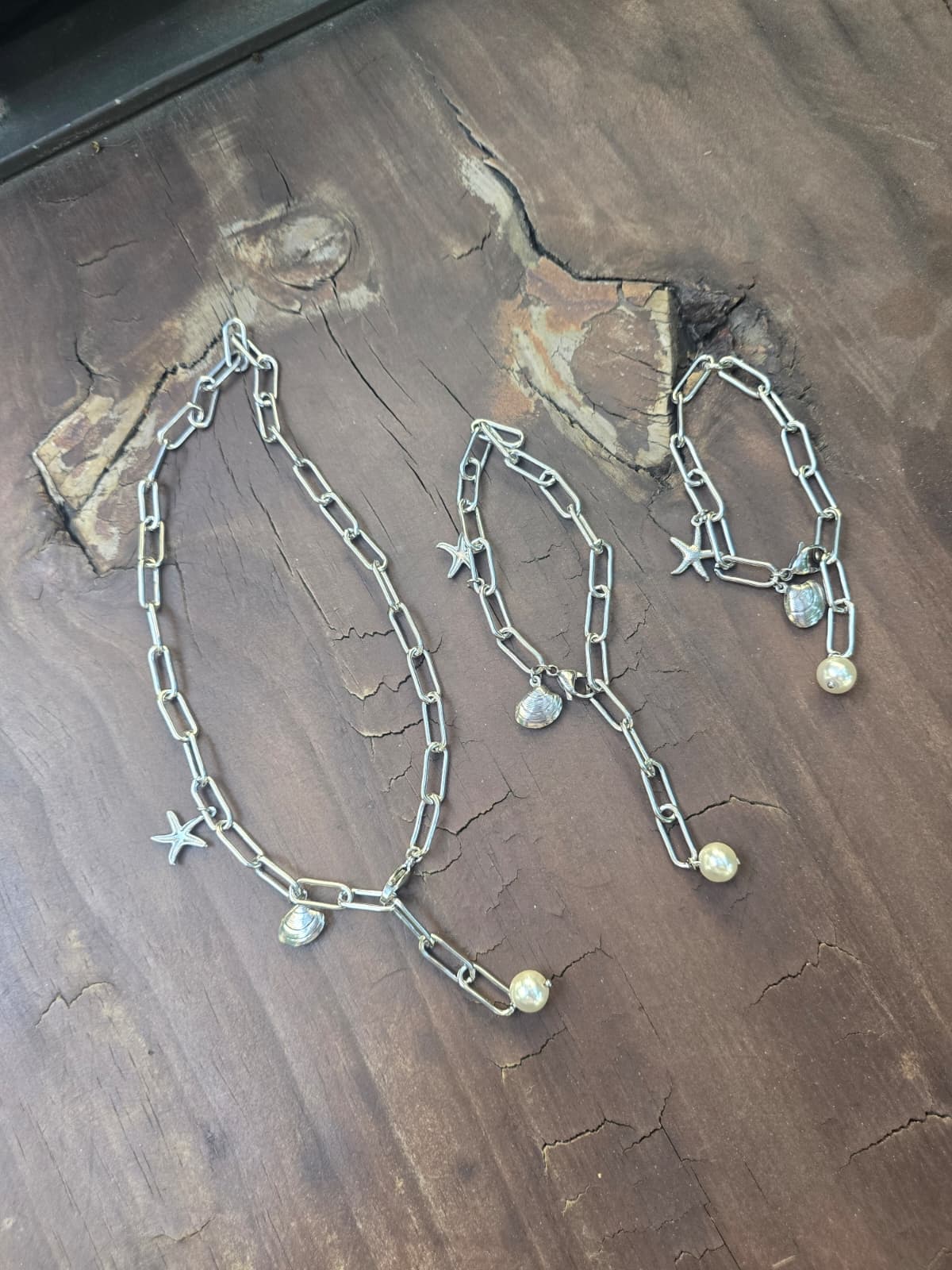 Stainless Steel Shell Starfish Chain Necklace Bracelet - 이미지 2