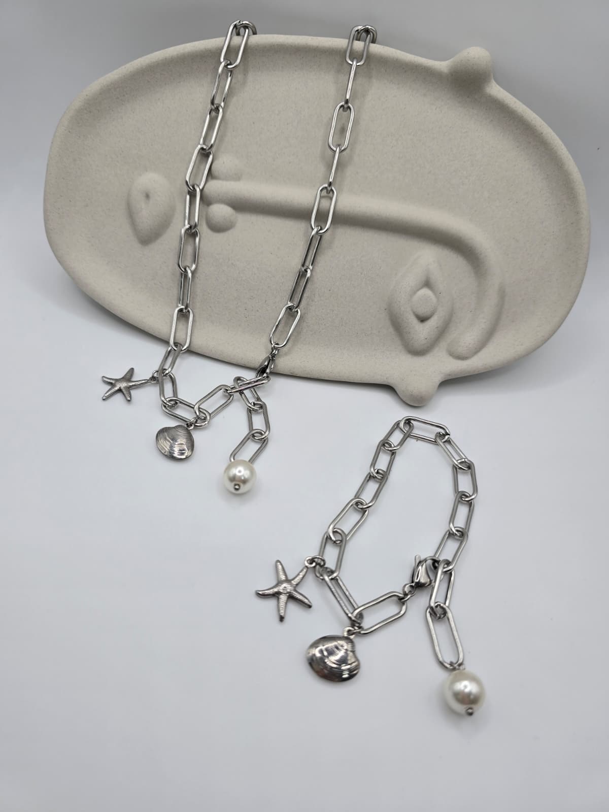Stainless Steel Shell Starfish Chain Necklace Bracelet - 이미지 1