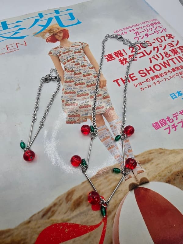 Stainless steel cherry bracelet, anklet, necklace - 이미지 1