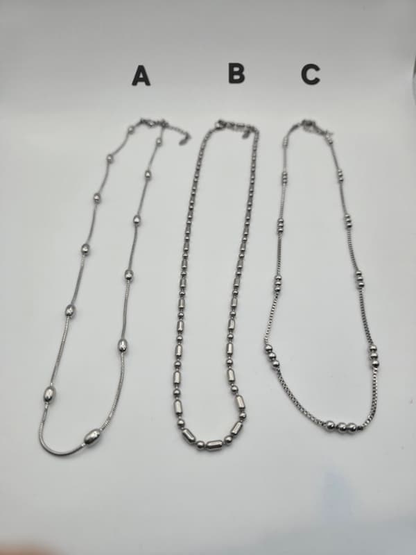 Stainless Steel Midi-Long Necklace 3designs - 이미지 1