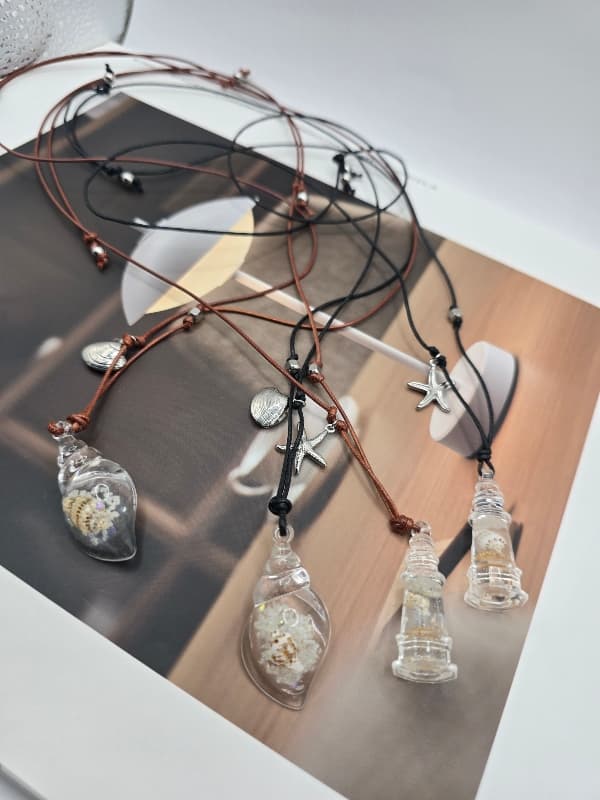 Stainless steel seashell slide strap long necklace - 이미지 1