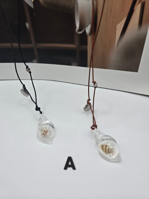 Stainless steel seashell slide strap long necklace - 이미지 3