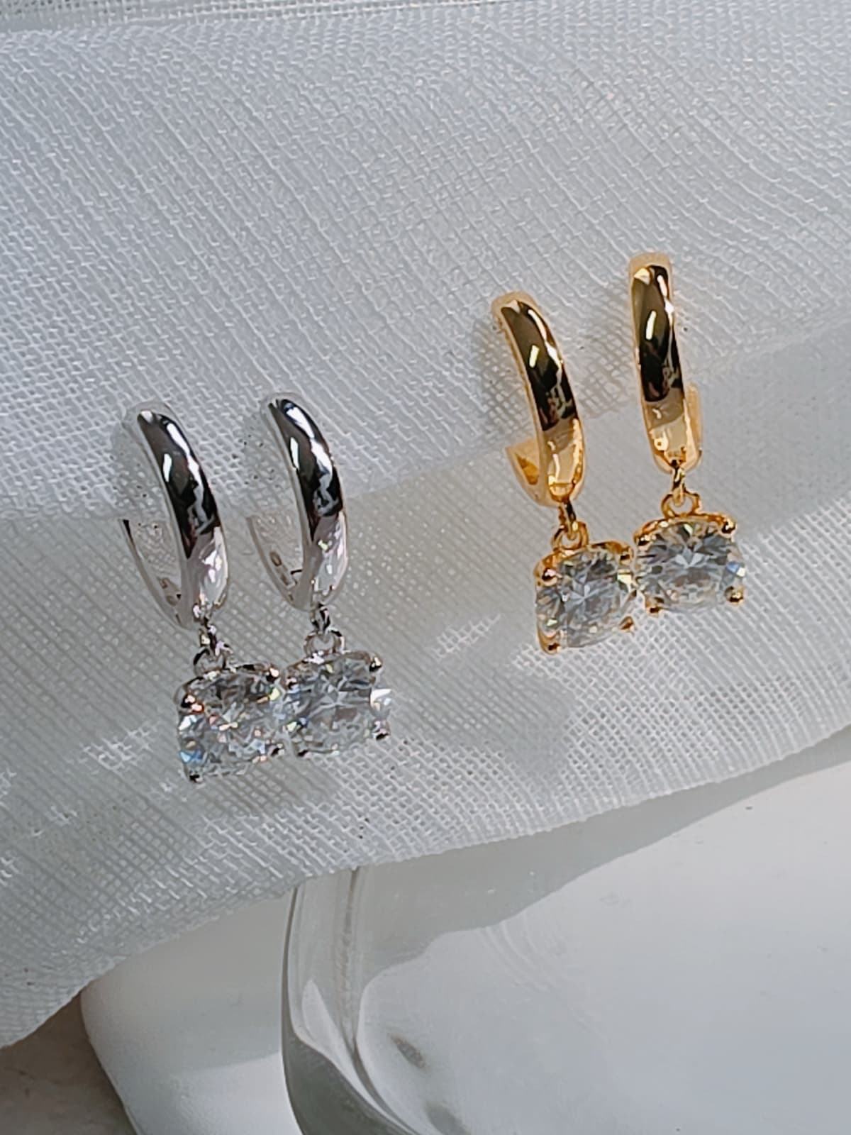 1-Carat Moissanite Diamond Surgical Steel One-Touch Dangling Earrings - 이미지 6