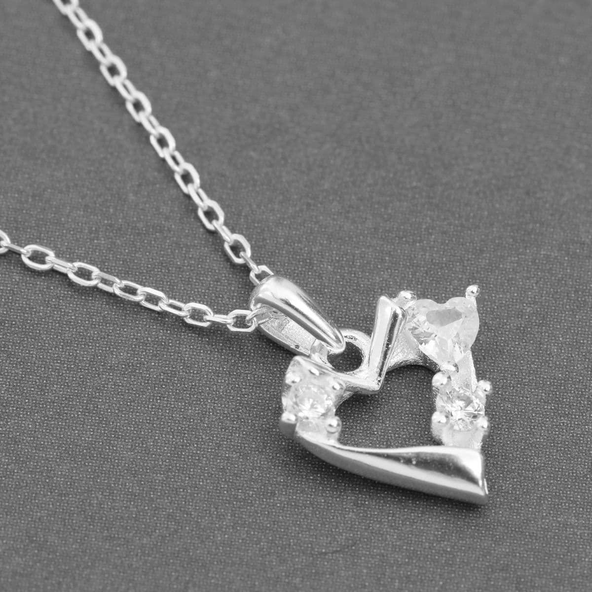 [SN6402] Silver 925 Rough Cubic Heart Necklace - 이미지 4