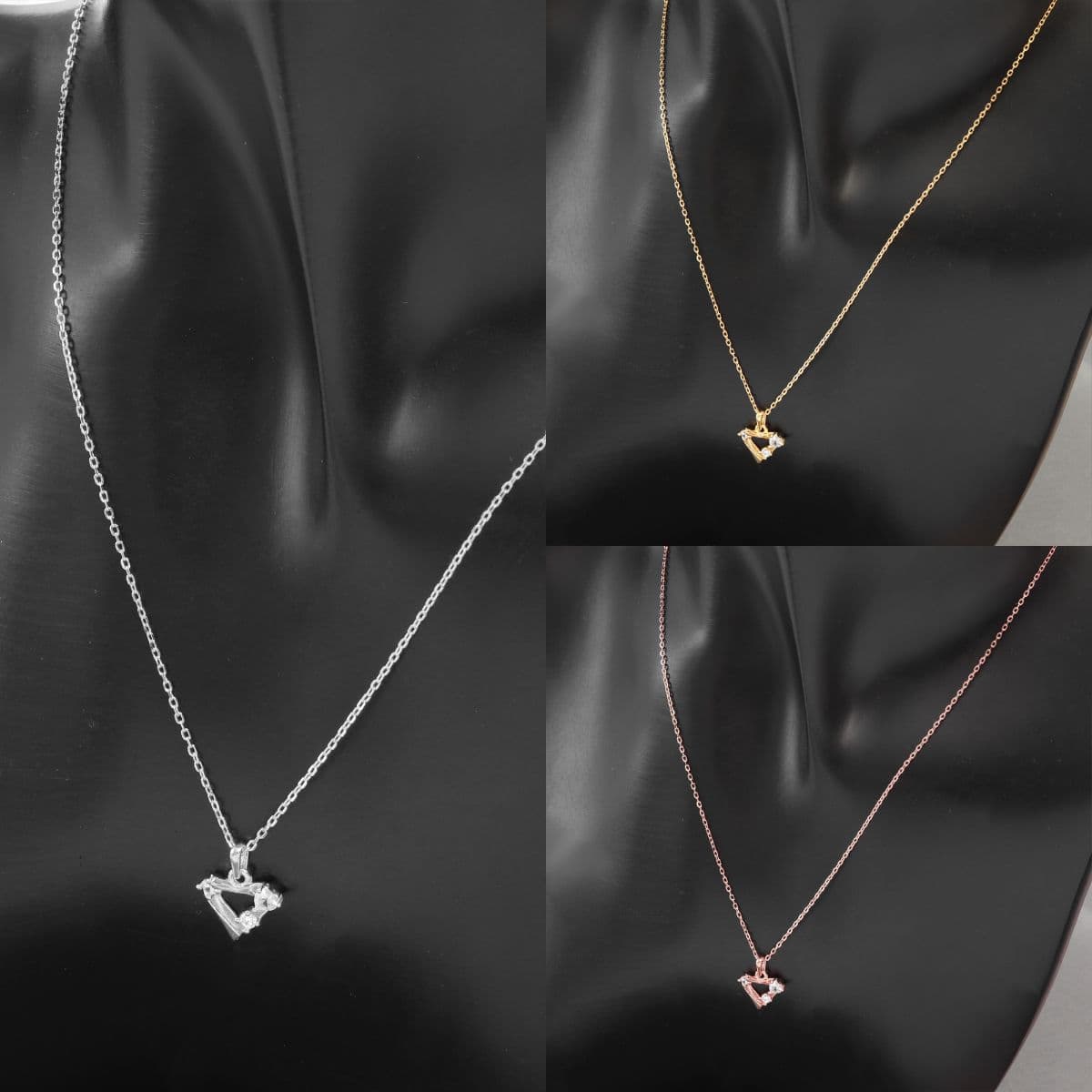 [SN6402] Silver 925 Rough Cubic Heart Necklace - 이미지 12