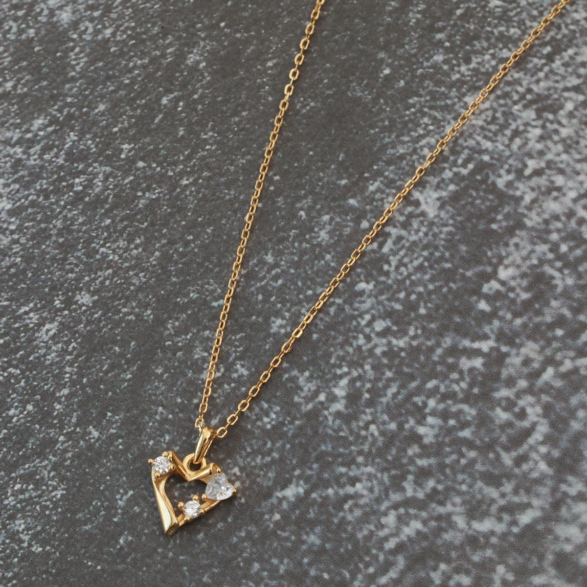 [SN6402] Silver 925 Rough Cubic Heart Necklace - 이미지 6