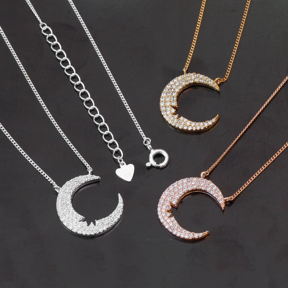 [SN-0539] Silver 925 Cubic Crescent Long Necklace - 이미지 10