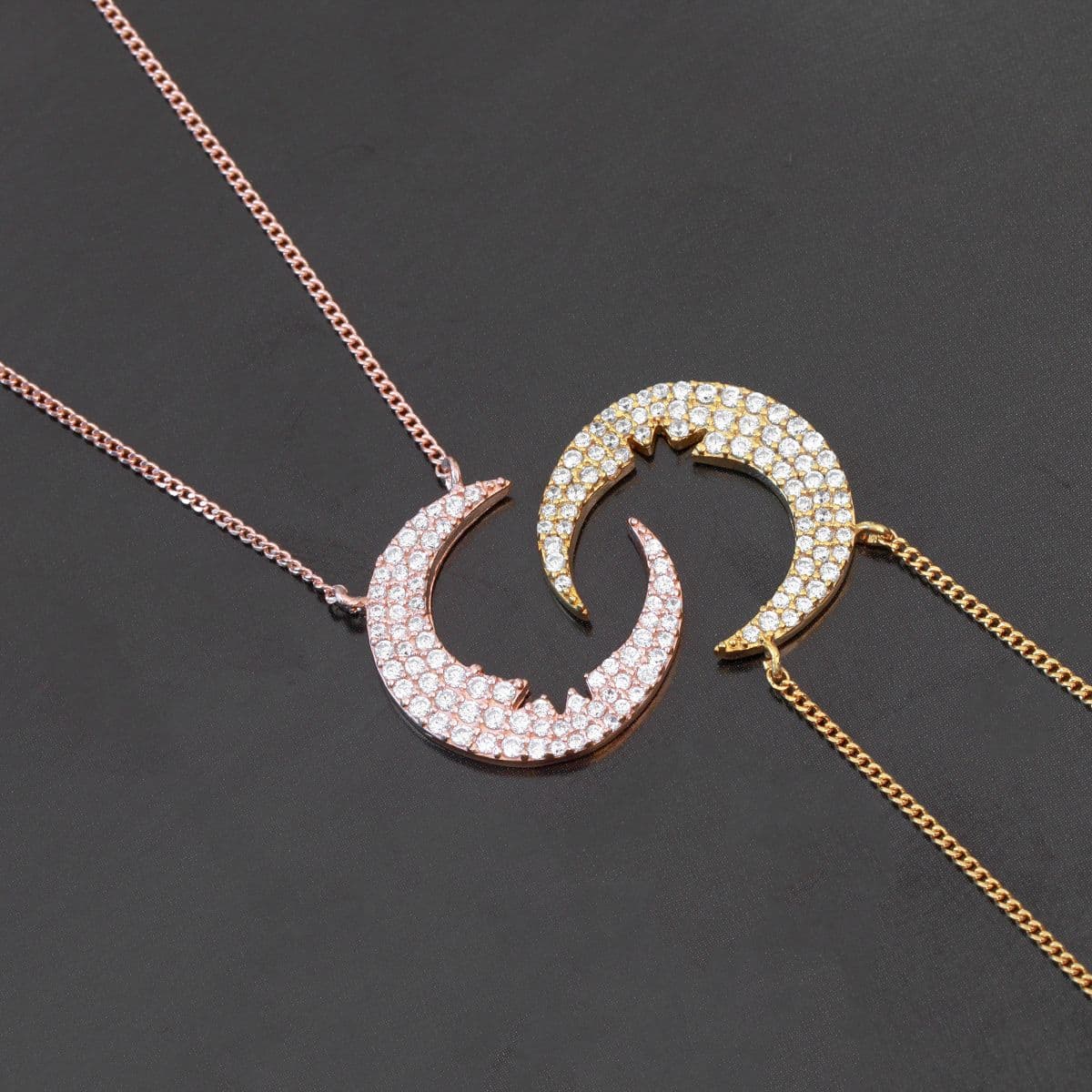 [SN-0539] Silver 925 Cubic Crescent Long Necklace - 이미지 7