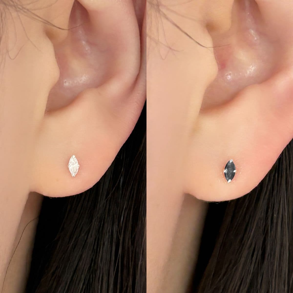 [SE6416] 925 Silver 4-Prong Press Mini Cubic Piece Earrings - 이미지 6