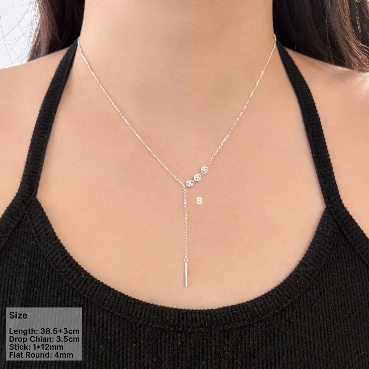 Silver 925 Drop Stick and Chain Necklace Series - 이미지 7