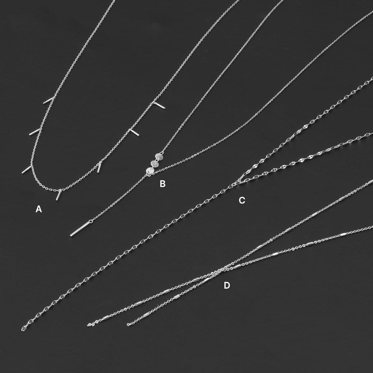 Silver 925 Drop Stick and Chain Necklace Series - 이미지 2
