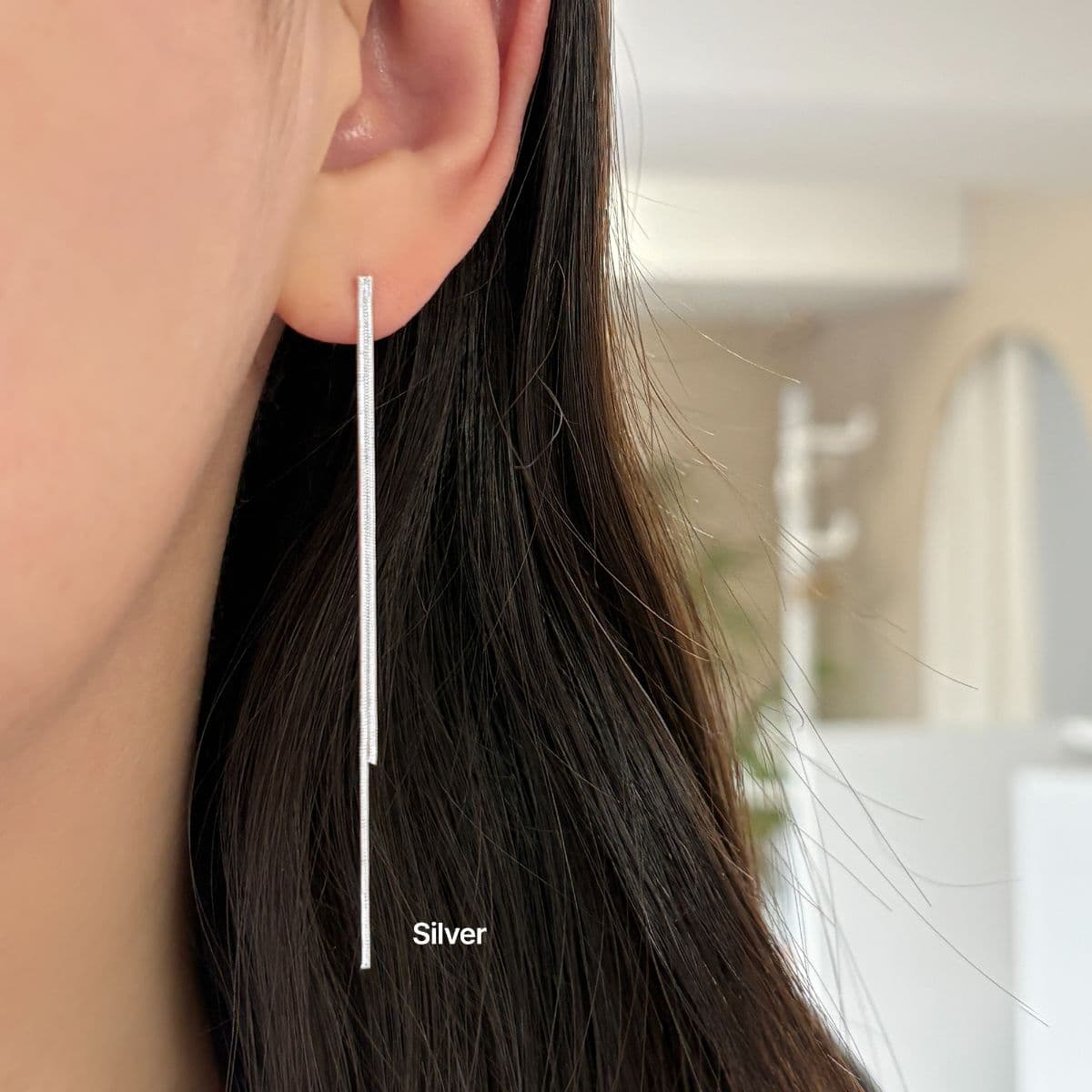 [SE6421], [SE6422] Silver 925 Bold and Snake Chain Drop Earrings Series - 이미지 11