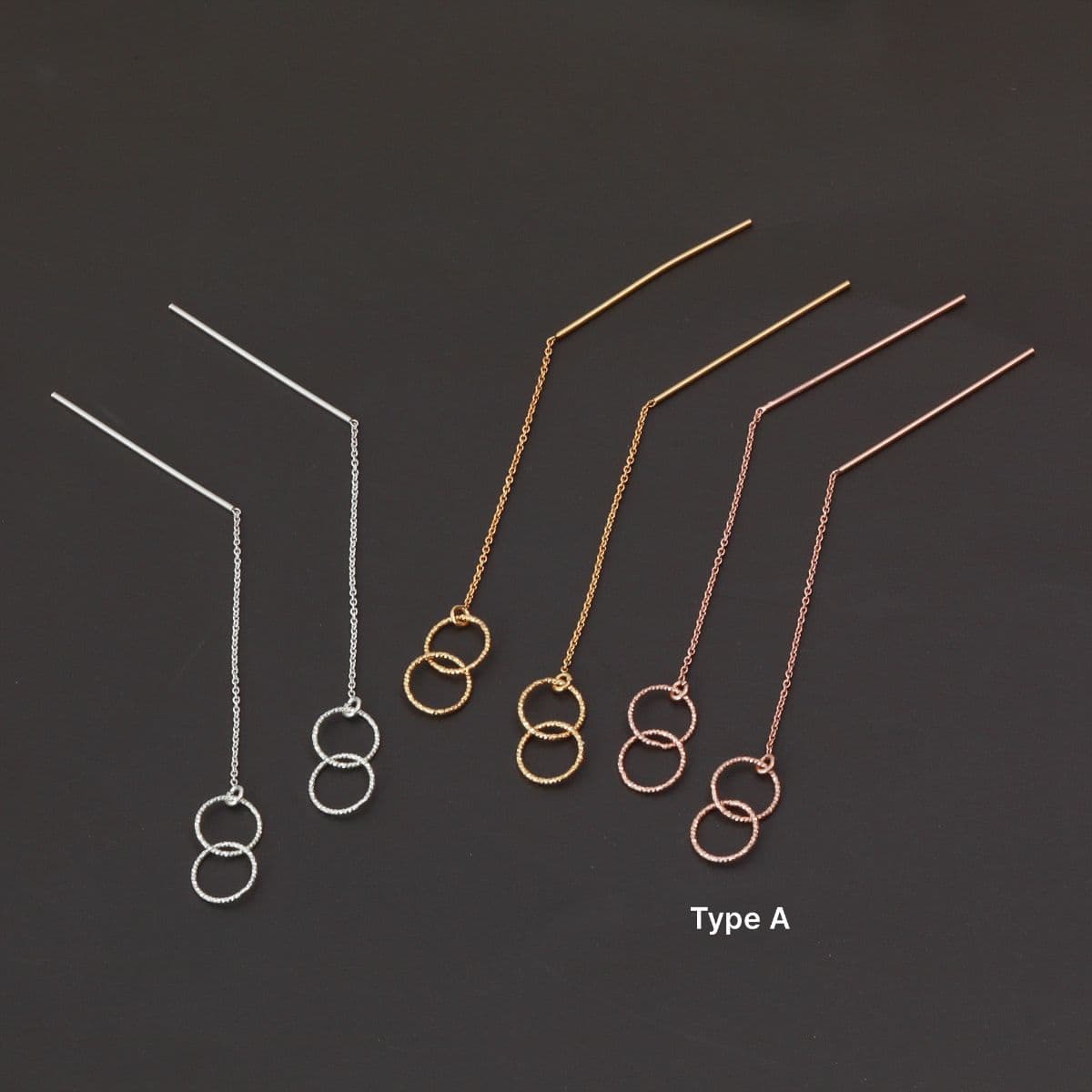 [SE6423], [SE6424], [SE6425] Silver 925 Cut Ring Drop Earring Set - 이미지 7