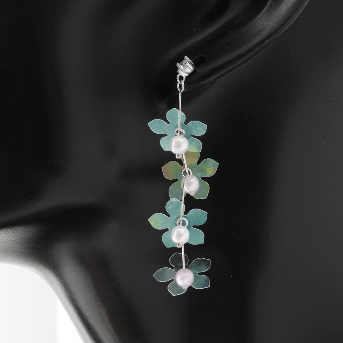 [SE6426] Silver 925 Tropical Thin Flat Flower Drop Earrings - 이미지 9