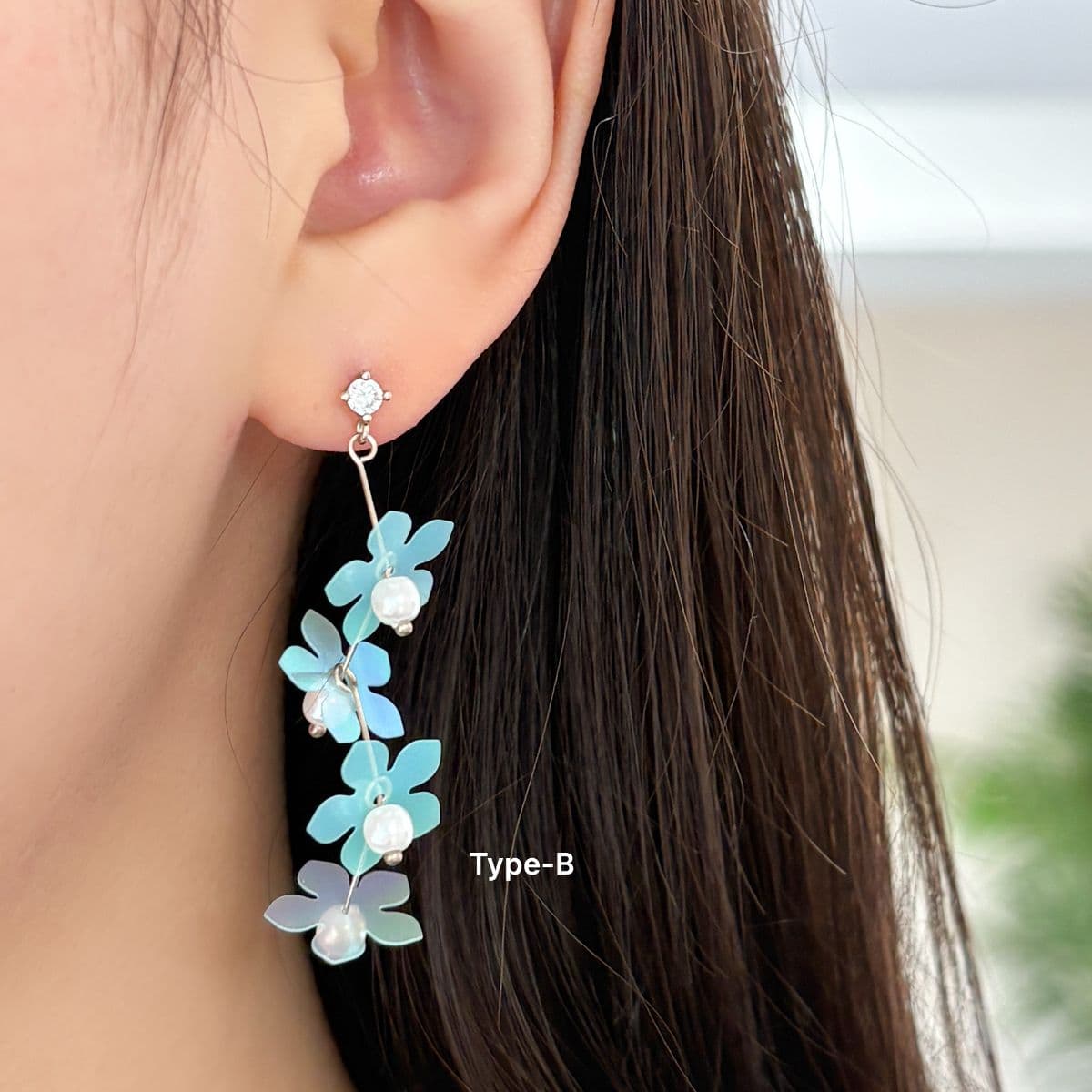 [SE6426] Silver 925 Tropical Thin Flat Flower Drop Earrings - 이미지 6