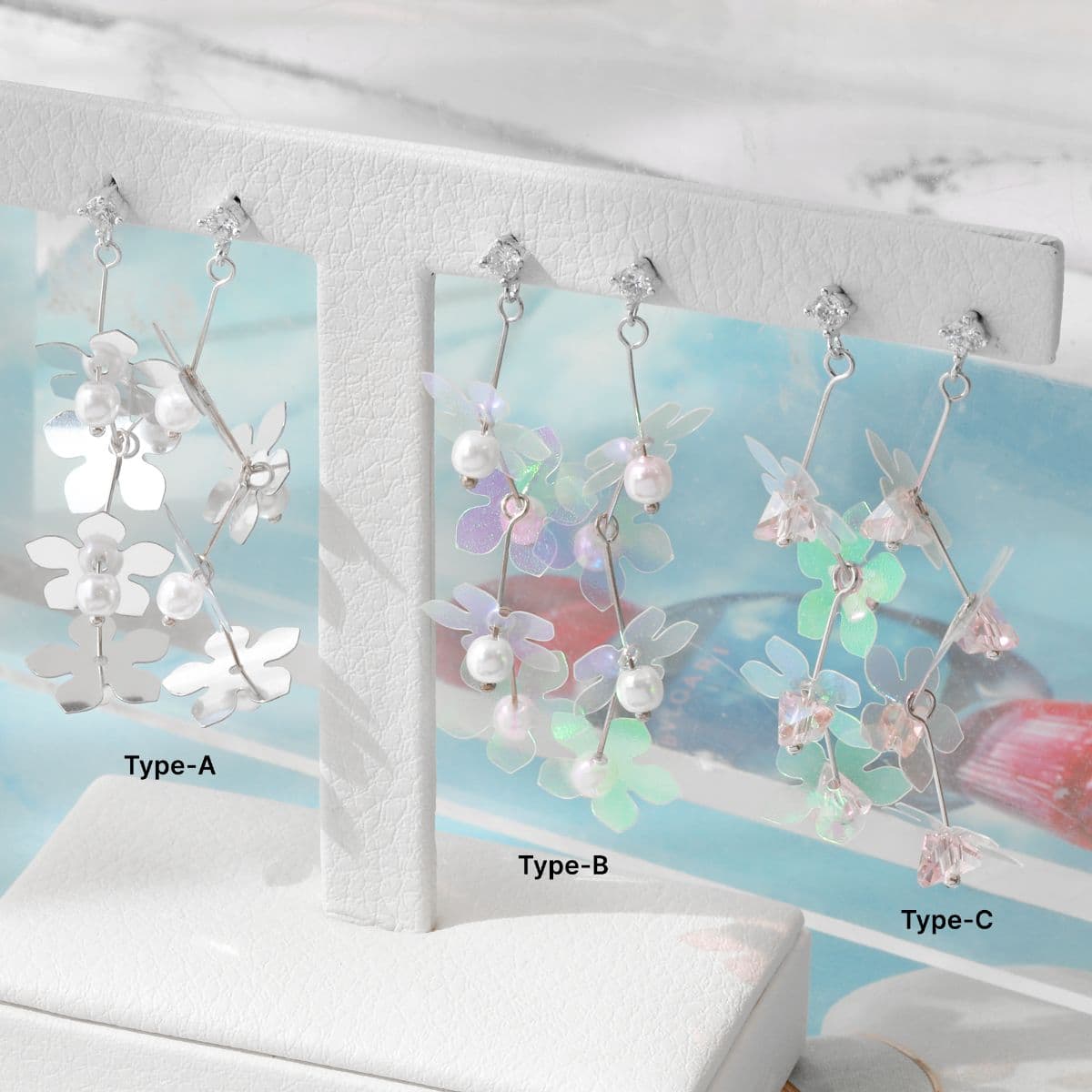 [SE6426] Silver 925 Tropical Thin Flat Flower Drop Earrings - 이미지 14