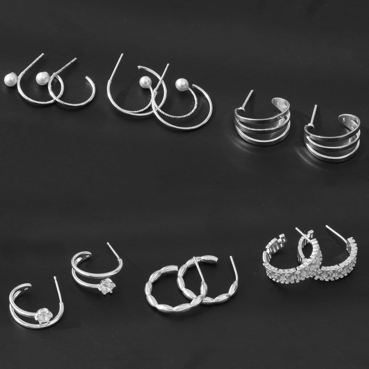 [SE6427], [SE6428], [SE6429] Silver 925 Hoop Earring Set - 이미지 17