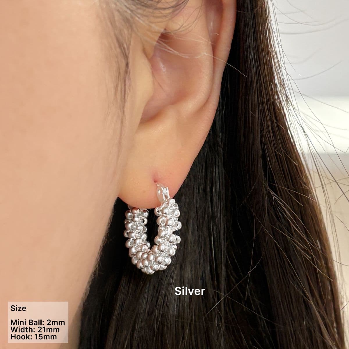 [SE6433] Silver 925 Mini Ball Connect One-Touch Earrings - 이미지 1