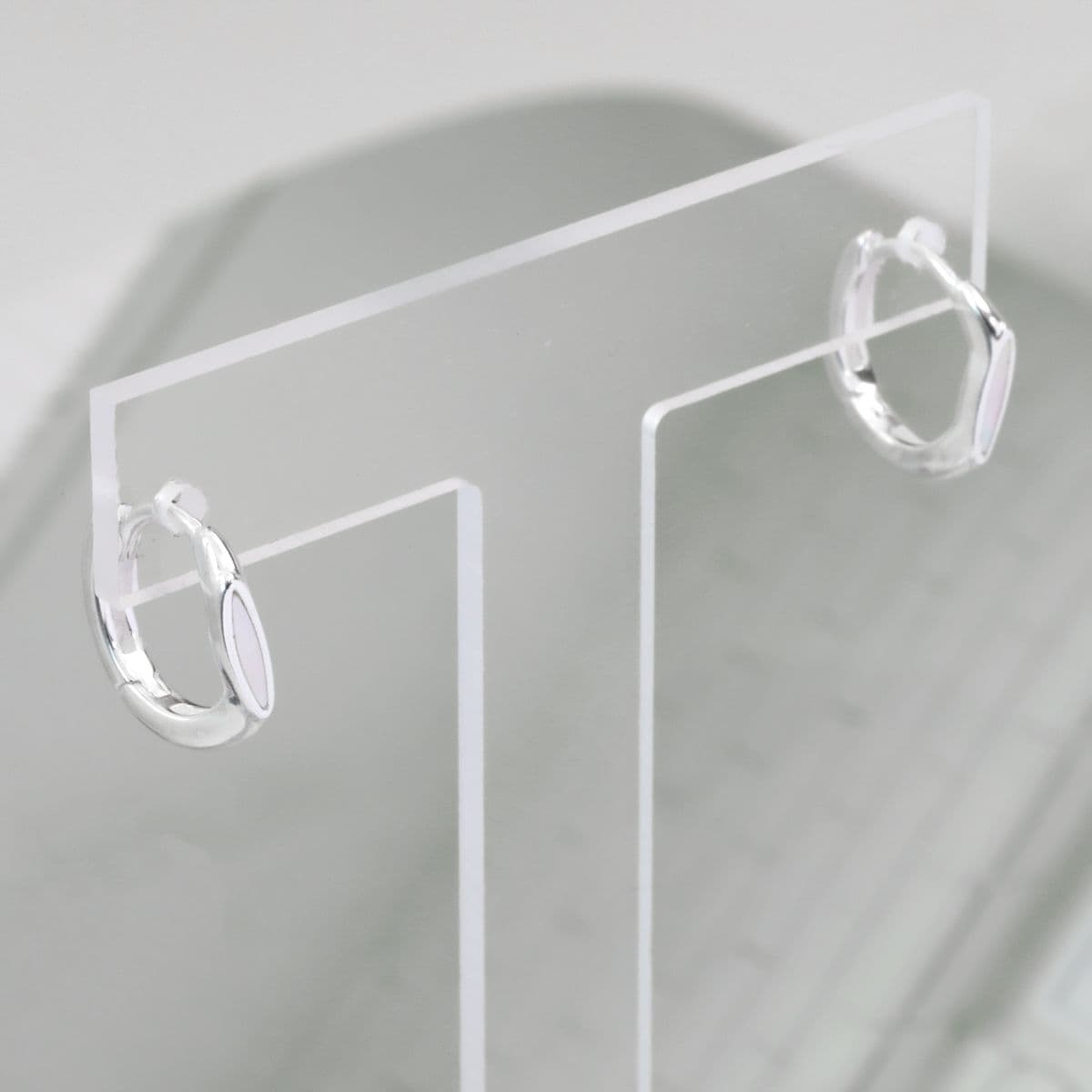 [SE6435] Silver 925 Mother-of-Pearl Pearl Piece One-Touch Earrings - 이미지 2