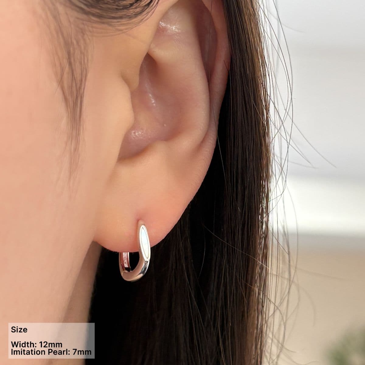 [SE6435] Silver 925 Mother-of-Pearl Pearl Piece One-Touch Earrings - 이미지 1