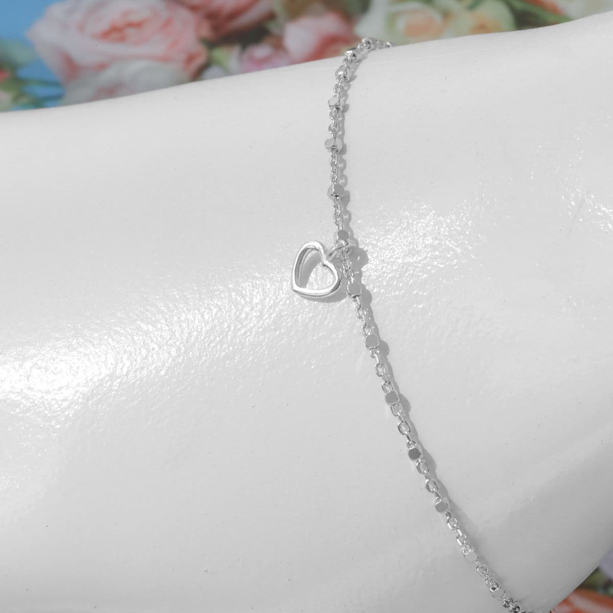 [SB6402] Silver 925 Mini Cube Chain and Heart Bracelet - 이미지 5