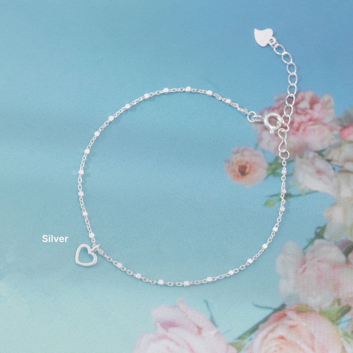 [SB6402] Silver 925 Mini Cube Chain and Heart Bracelet - 이미지 4