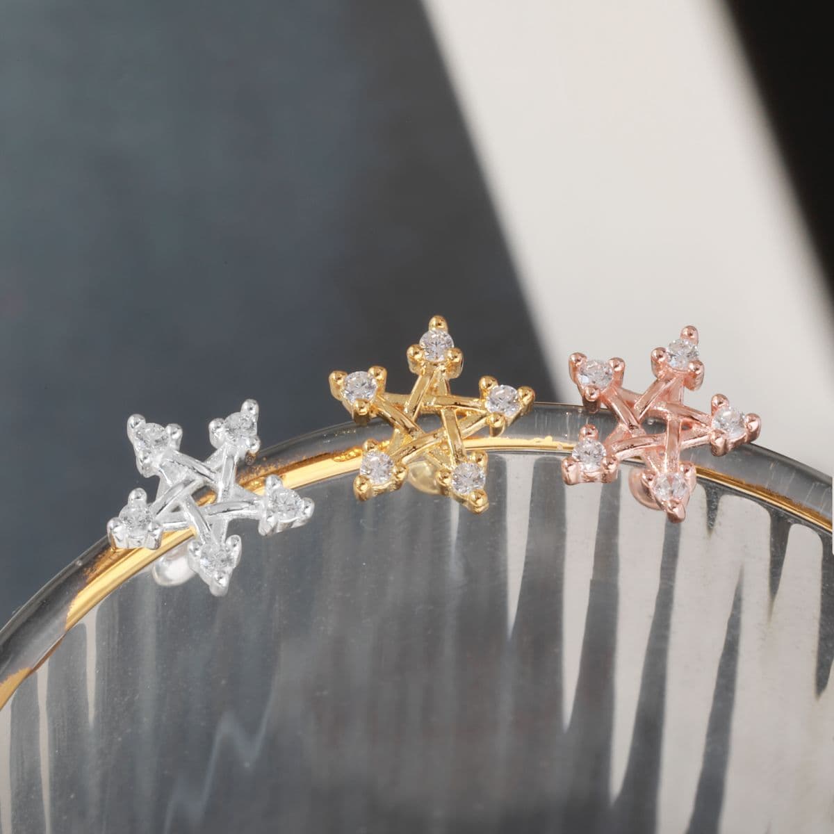 [SPC6505], [SE6500] Silver 925 Cubic Edge Star Set (Earrings, Piercing) - 이미지 3