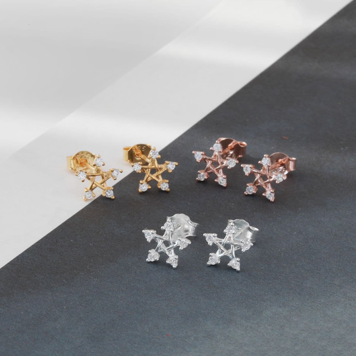 [SPC6505], [SE6500] Silver 925 Cubic Edge Star Set (Earrings, Piercing) - 이미지 6