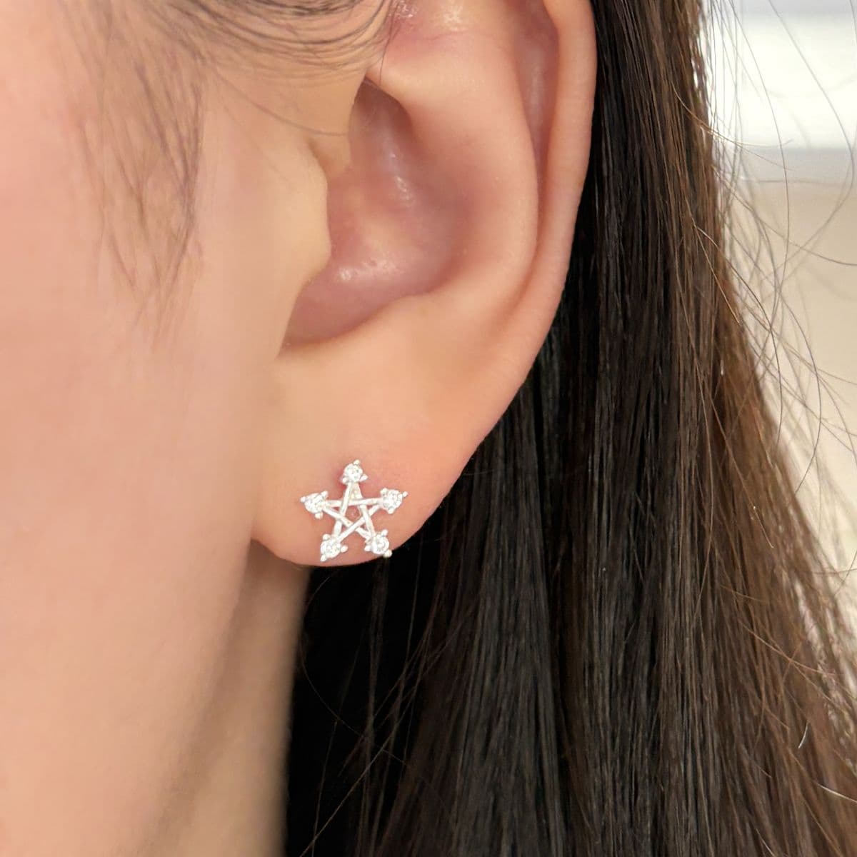 [SPC6505], [SE6500] Silver 925 Cubic Edge Star Set (Earrings, Piercing) - 이미지 2