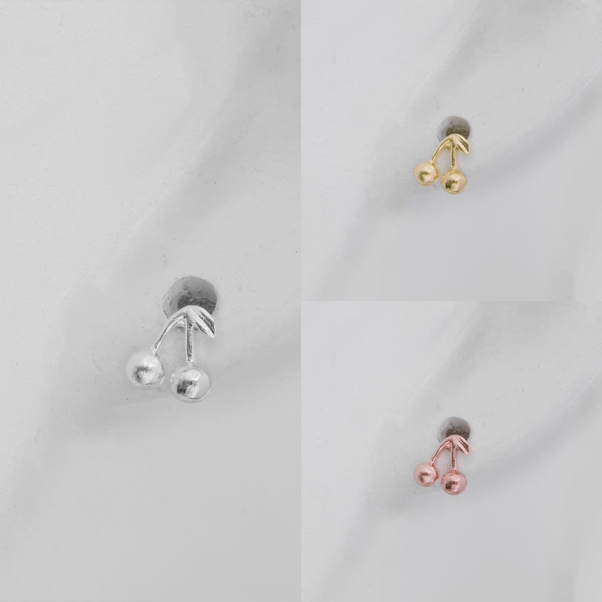 [SPC6506] Silver 925 Sanded Cherry Piercing - 이미지 8
