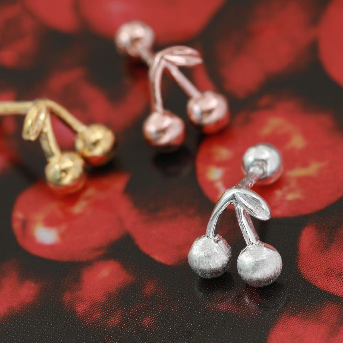 [SPC6506] Silver 925 Sanded Cherry Piercing - 이미지 3