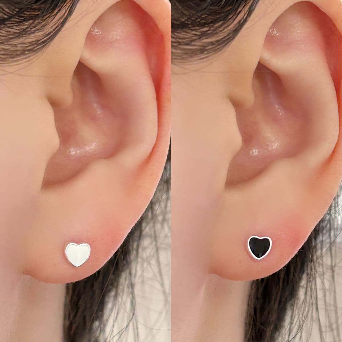 [SE6501] Silver 925 Color Epoxy Heart Earrings - 이미지 4