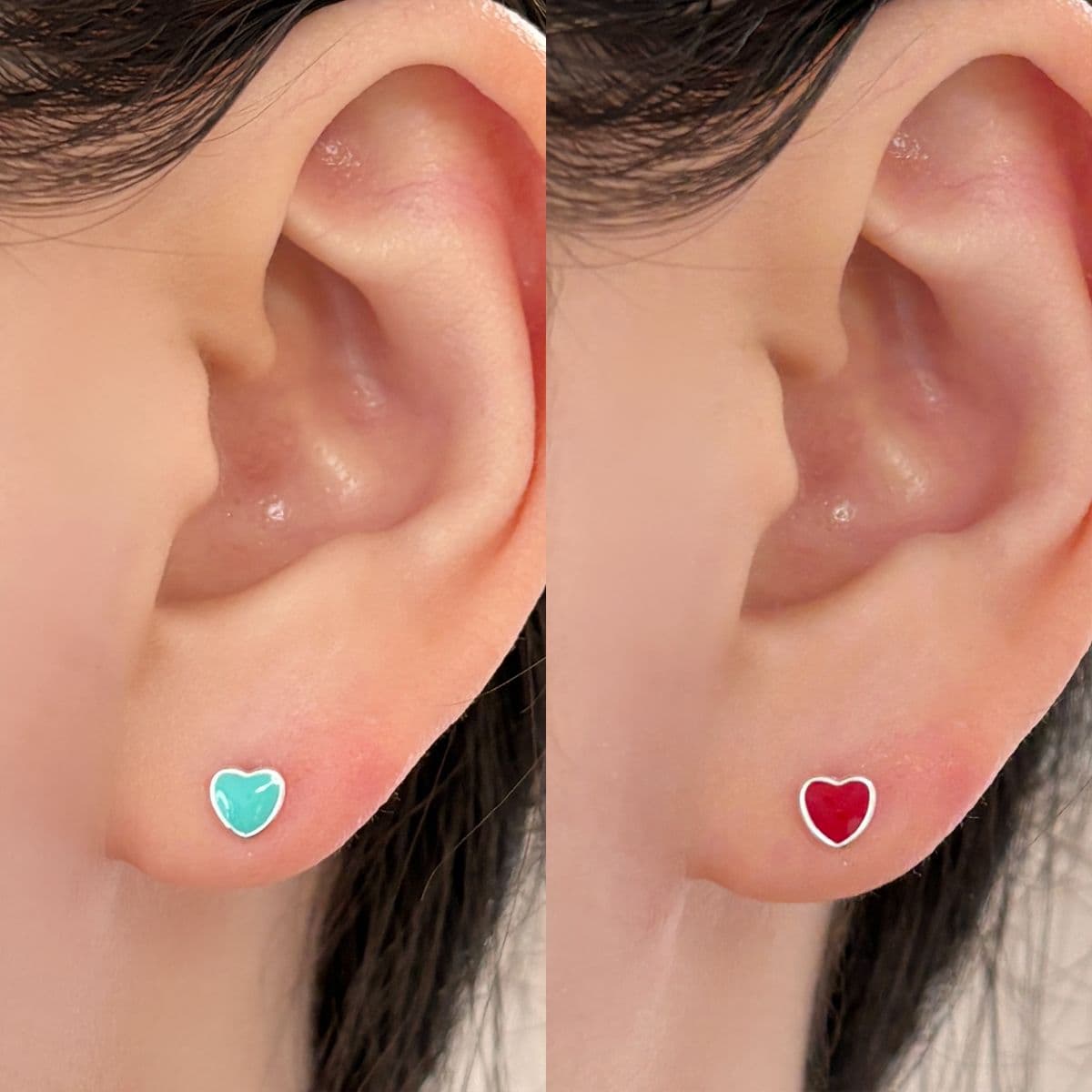 [SE6501] Silver 925 Color Epoxy Heart Earrings - 이미지 7