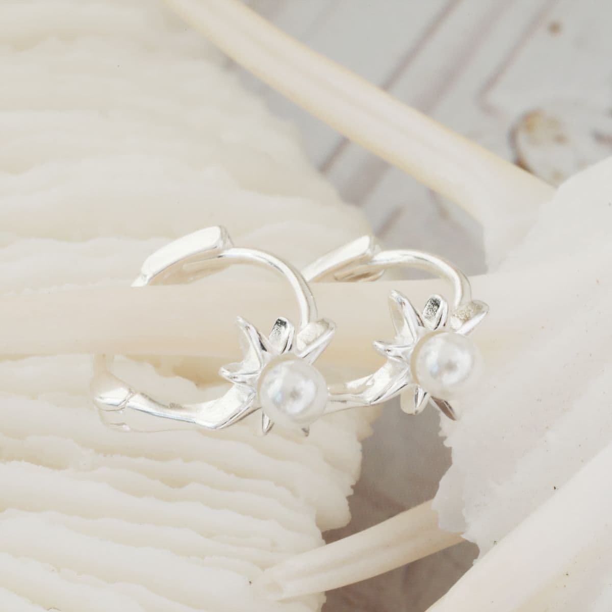 Silver 925 Mini Swarovski Pearl Sparkle Set (Piercing, Earrings, One-touch) - 이미지 9