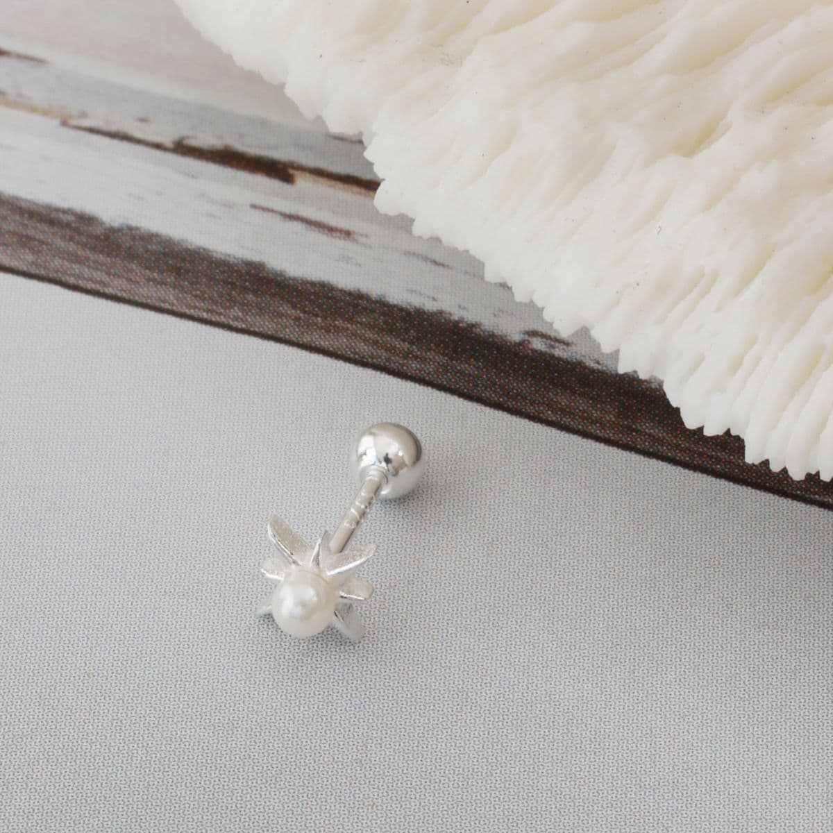 Silver 925 Mini Swarovski Pearl Sparkle Set (Piercing, Earrings, One-touch) - 이미지 3