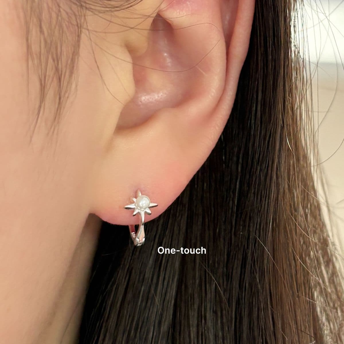Silver 925 Mini Swarovski Pearl Sparkle Set (Piercing, Earrings, One-touch) - 이미지 7
