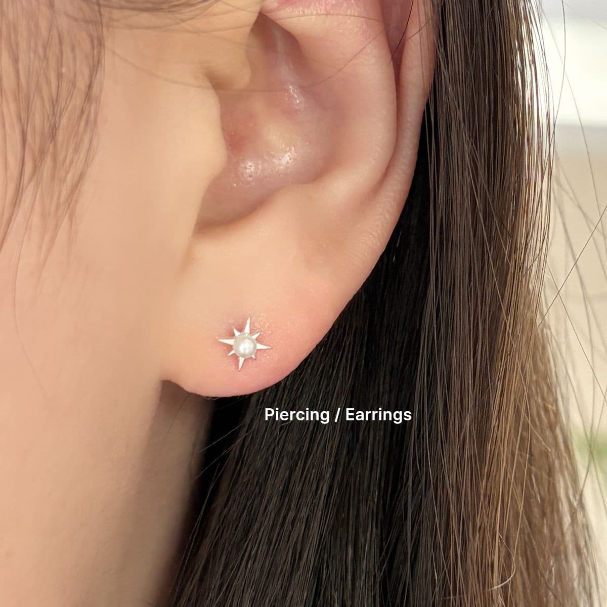 Silver 925 Mini Swarovski Pearl Sparkle Set (Piercing, Earrings, One-touch) - 이미지 2