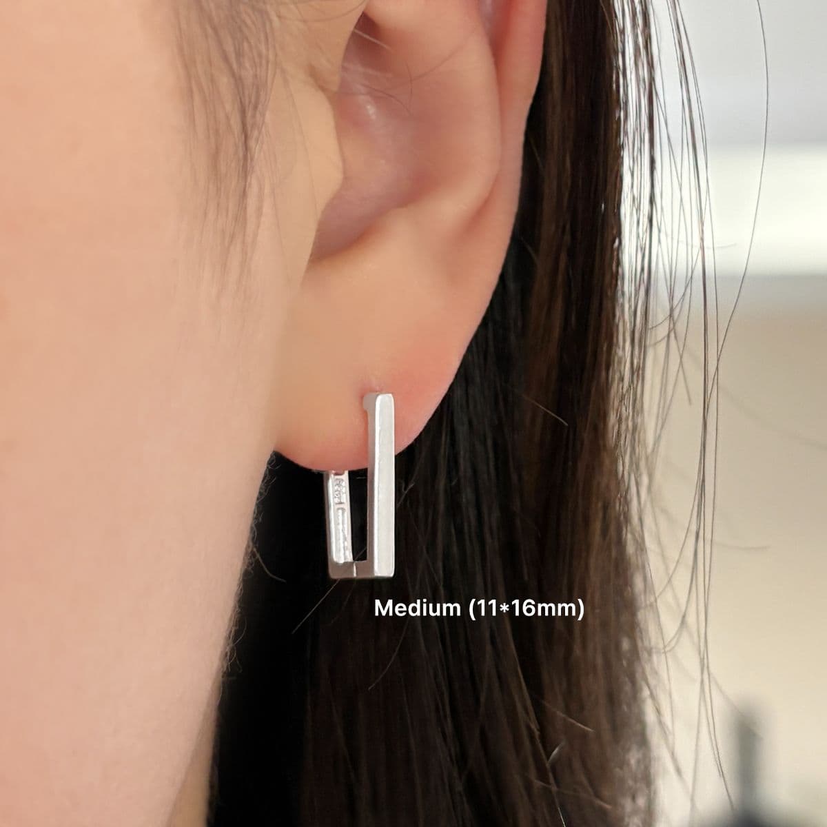 [SHG6503] Silver 925 Thin Square One-Touch Earrings - 이미지 5