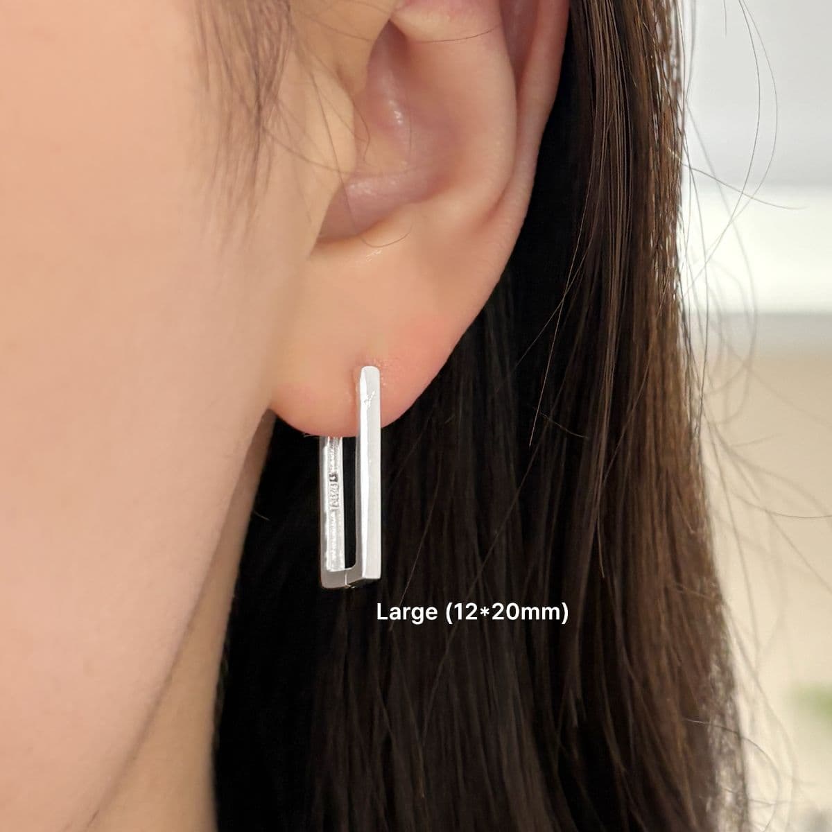 [SHG6503] Silver 925 Thin Square One-Touch Earrings - 이미지 7