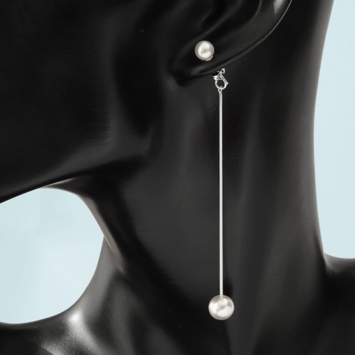 [SE6505] Silver 925 Drop Snake Chain Synetic Pearl Earrings - 이미지 8